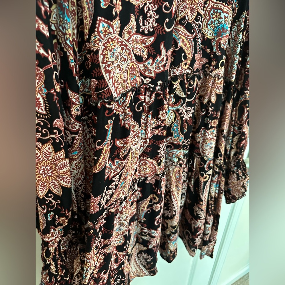 Anthropologie Women’s 2X Cadi Tiered Tunic Dress Floral Paisley Long Sleeve - Picture 8 of 13